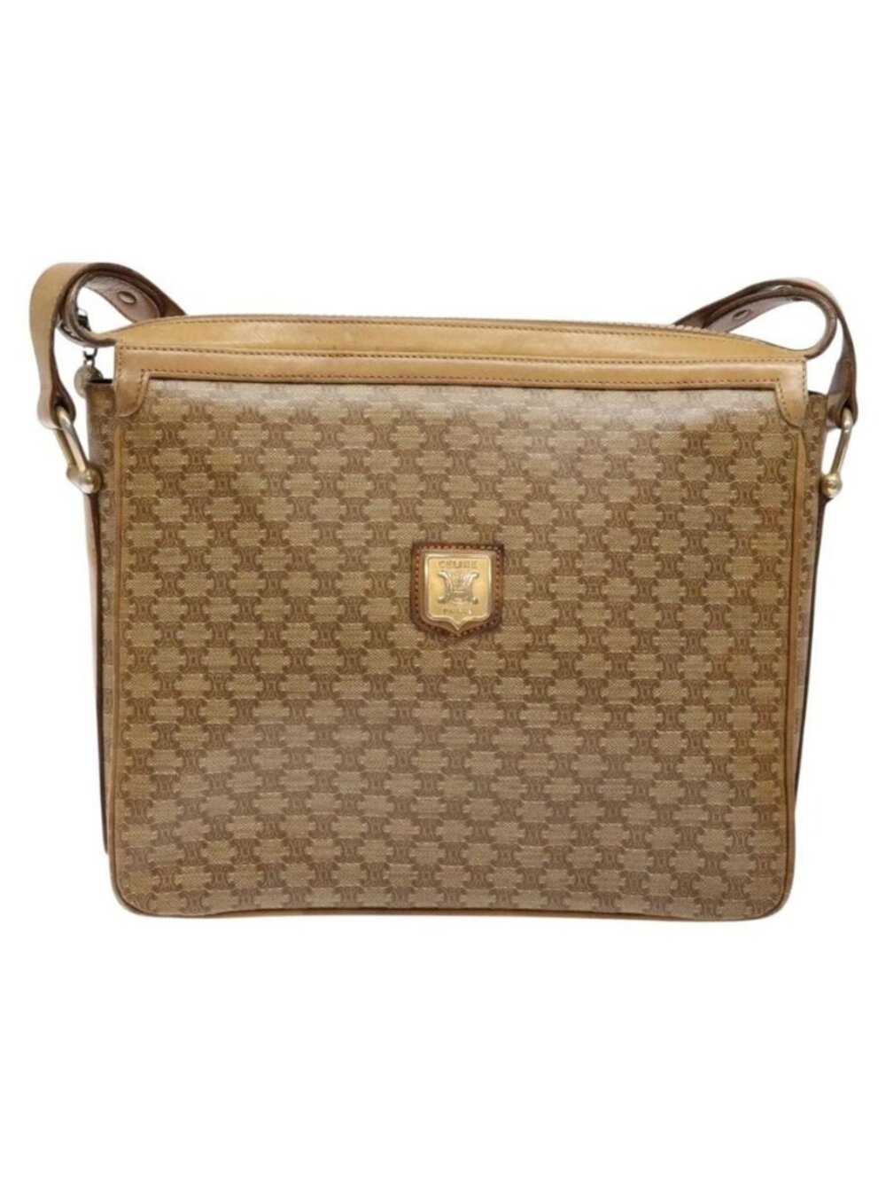 Authentic CELINE Macadam Canvas Shoulder Bag Beige Gold - Picture 9 of 16